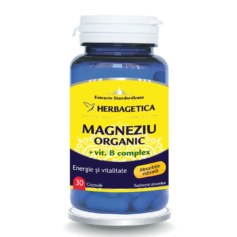 Magneziu Organic Cu Vitamina B Complex, 30 Capsule, Herbagetica