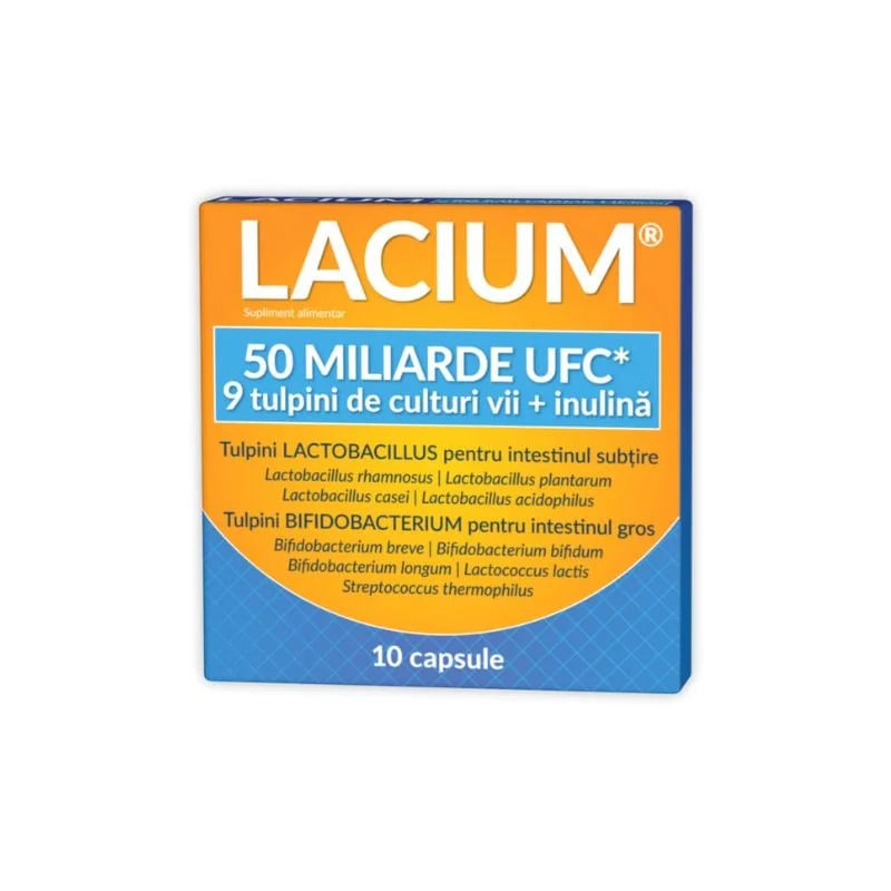 Lacium 50 Miliarde Ucf, 10 Capsule, Flora Intestinala