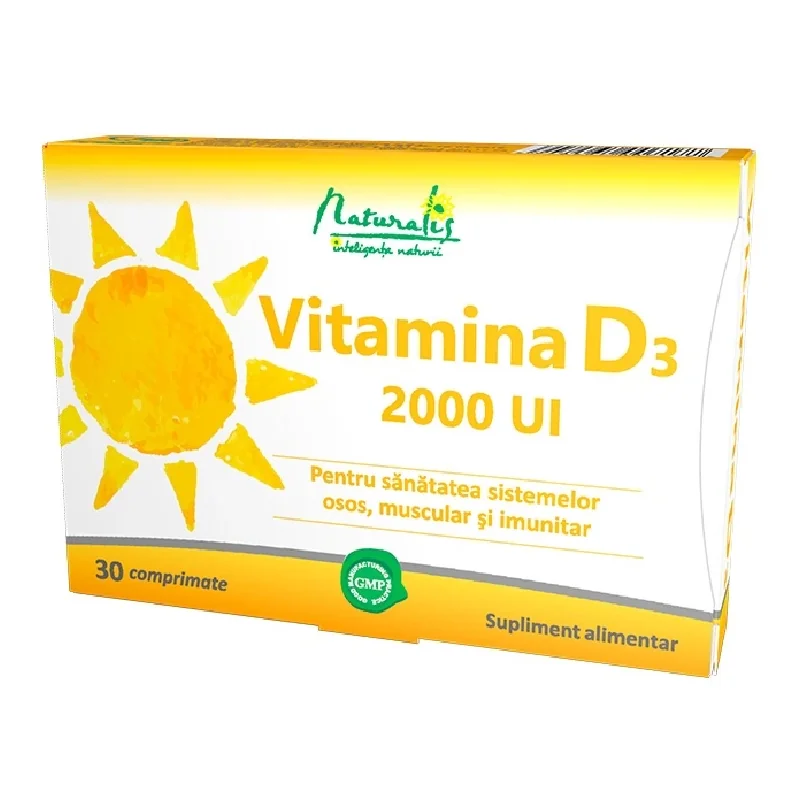 Vitamina D3 2000 Ui, 30 Comprimate, Naturalis