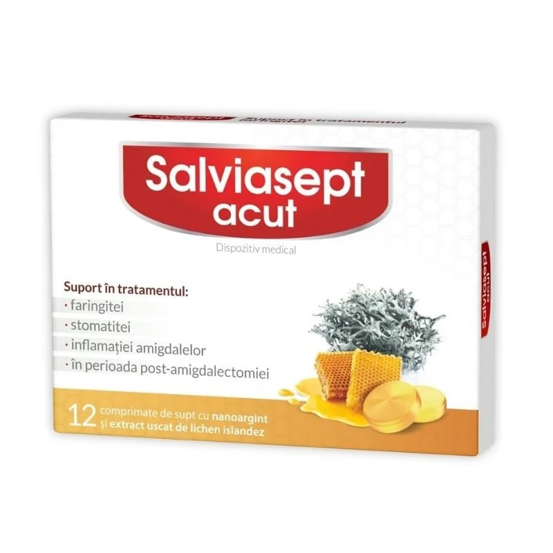 Salviasept Acut, 12 Comprimate De Supt