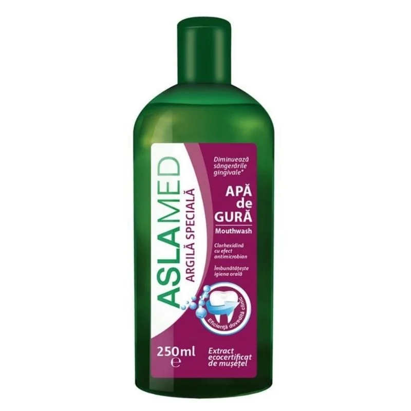 Apa De Gura Cu Extract De Musetel, Clorhexidina Si Argila, 250 Ml, Aslamed