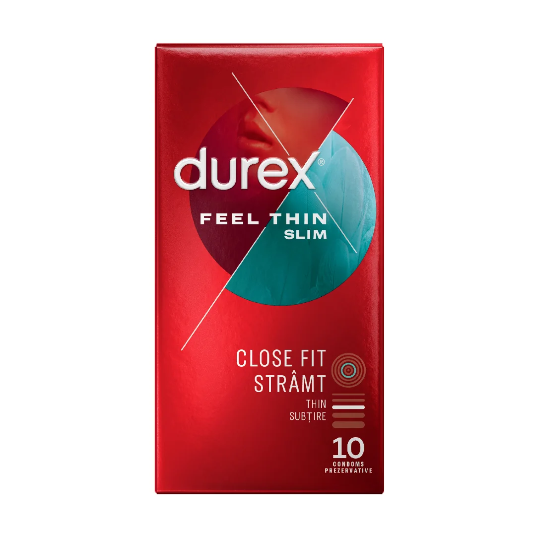 Prezervative Feel Thin Slim Fit, 10 Bucăți, Durex
