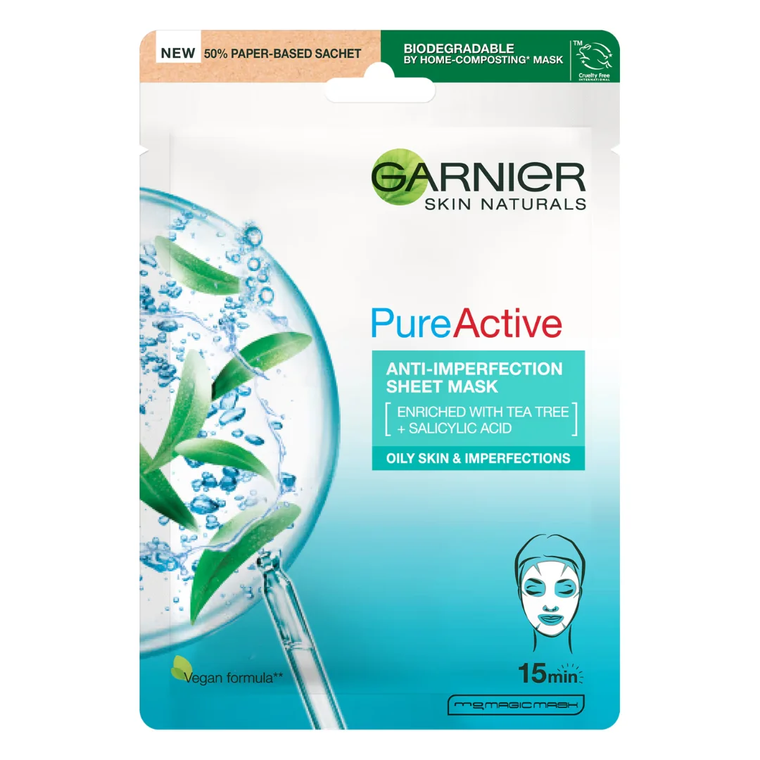 Masca Servetel Anti-Imperfectiuni Pure Active Skin Naturals, 23 G, Garnier