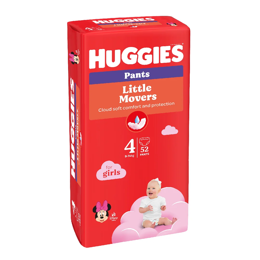 Scutece Chilotel, Fetițe, Marimea 4, 9-14 Kg, 52 Bucăți, HUGGIES