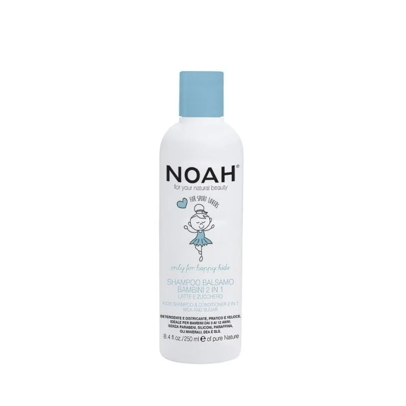 Noah Șampon și Balsam 2 In 1 Cu Lapte & Zahăr Pentru Copii, 250 Ml