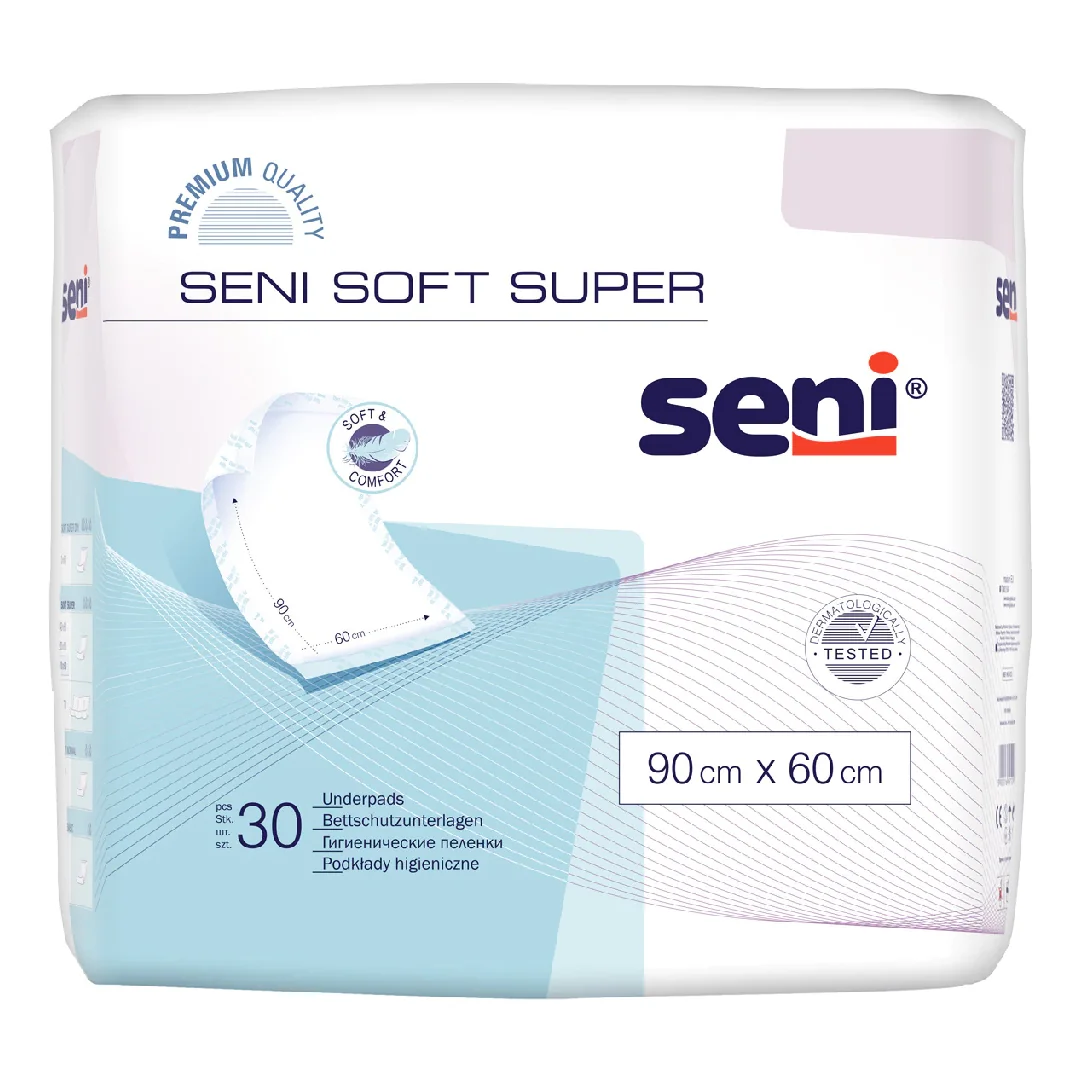 Paturici Absorbante Pentru Pat Soft Super 90*60, 30 Bucăți, SENI