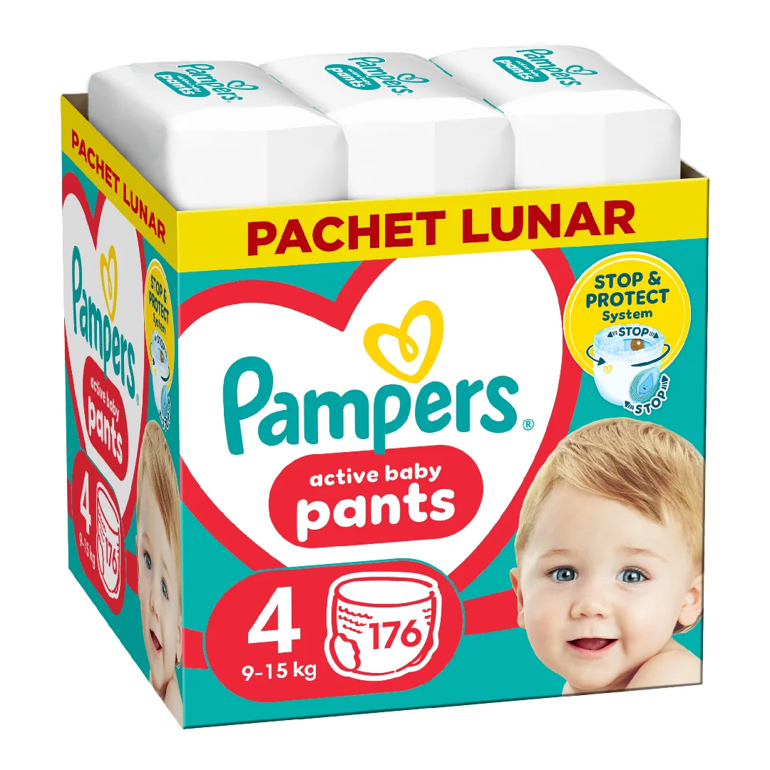 Scutece Chilotel Active Baby Pants Nr.4, 9-15 Kg, 176 Bucăți, Pampers