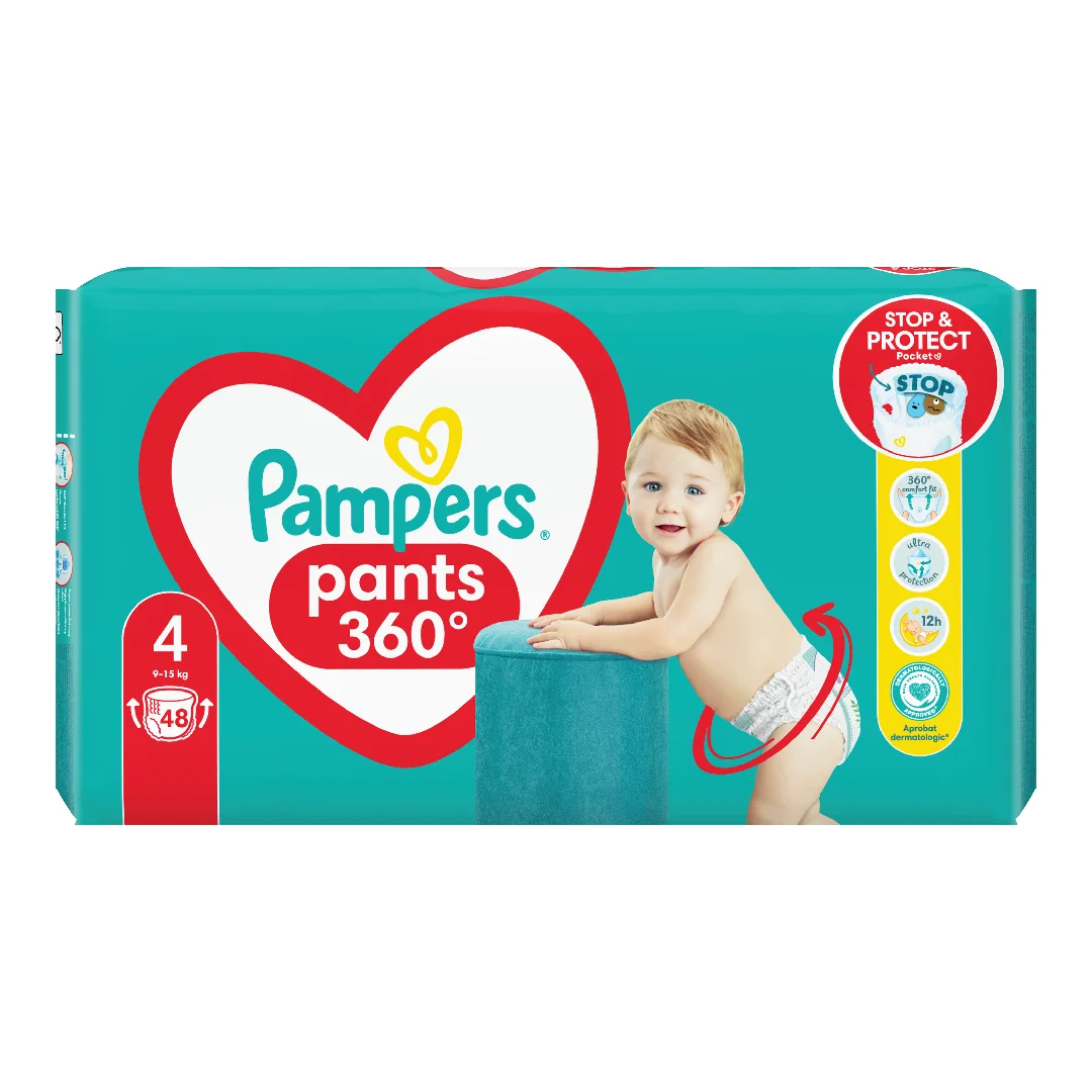 Scutece Chilotel Active Baby Pants Nr.4, 9-15 Kg, 48 Bucăți, Pampers