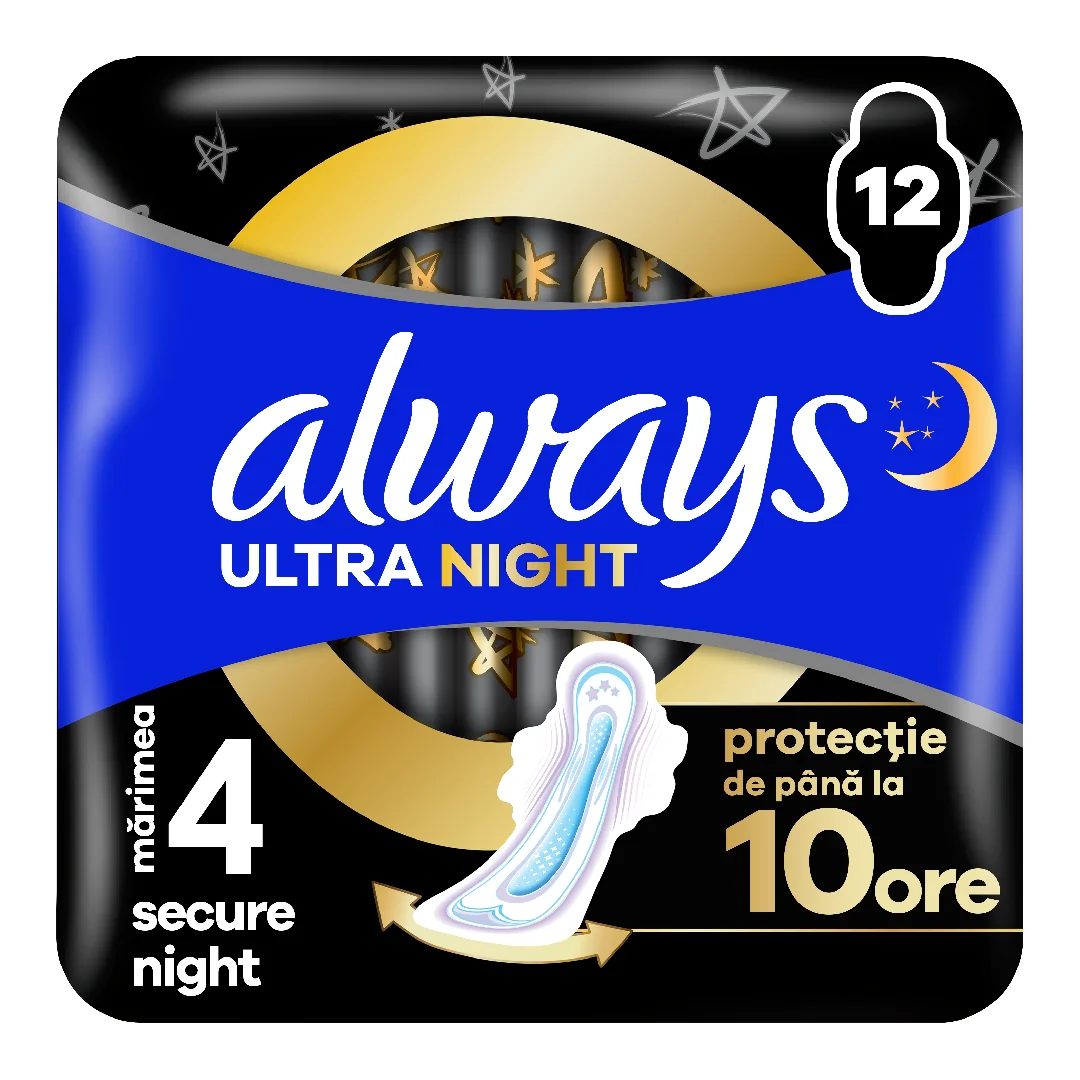 Absorbante Duo Pack Ultra Secure Night, Marimea 4, 12 Bucati, Always