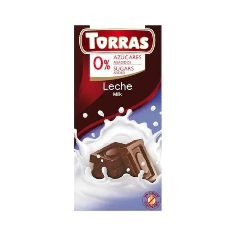 Torras Ciocolata Cu Lapte Fără Zahăr Și Fără Gluten, 75g