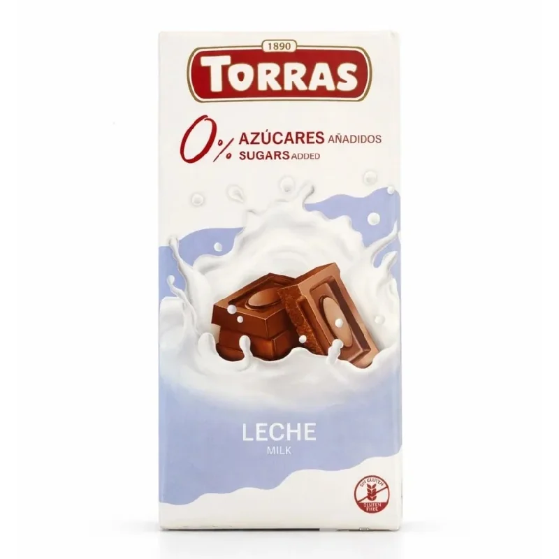Torras Ciocolata Cu Lapte Fără Zahăr Și Fără Gluten, 75g
