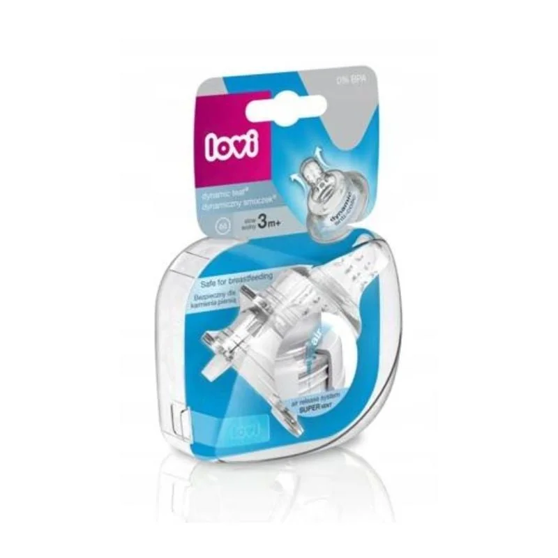 Lovi Dynamic, Tetina Silicon, Cu Flux Lent, +3 Luni, 2 Bucăți