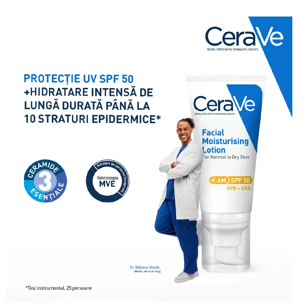 Crema Hidratanta Pentru Fata A.M. SPF 50, 52ml, CeraVe