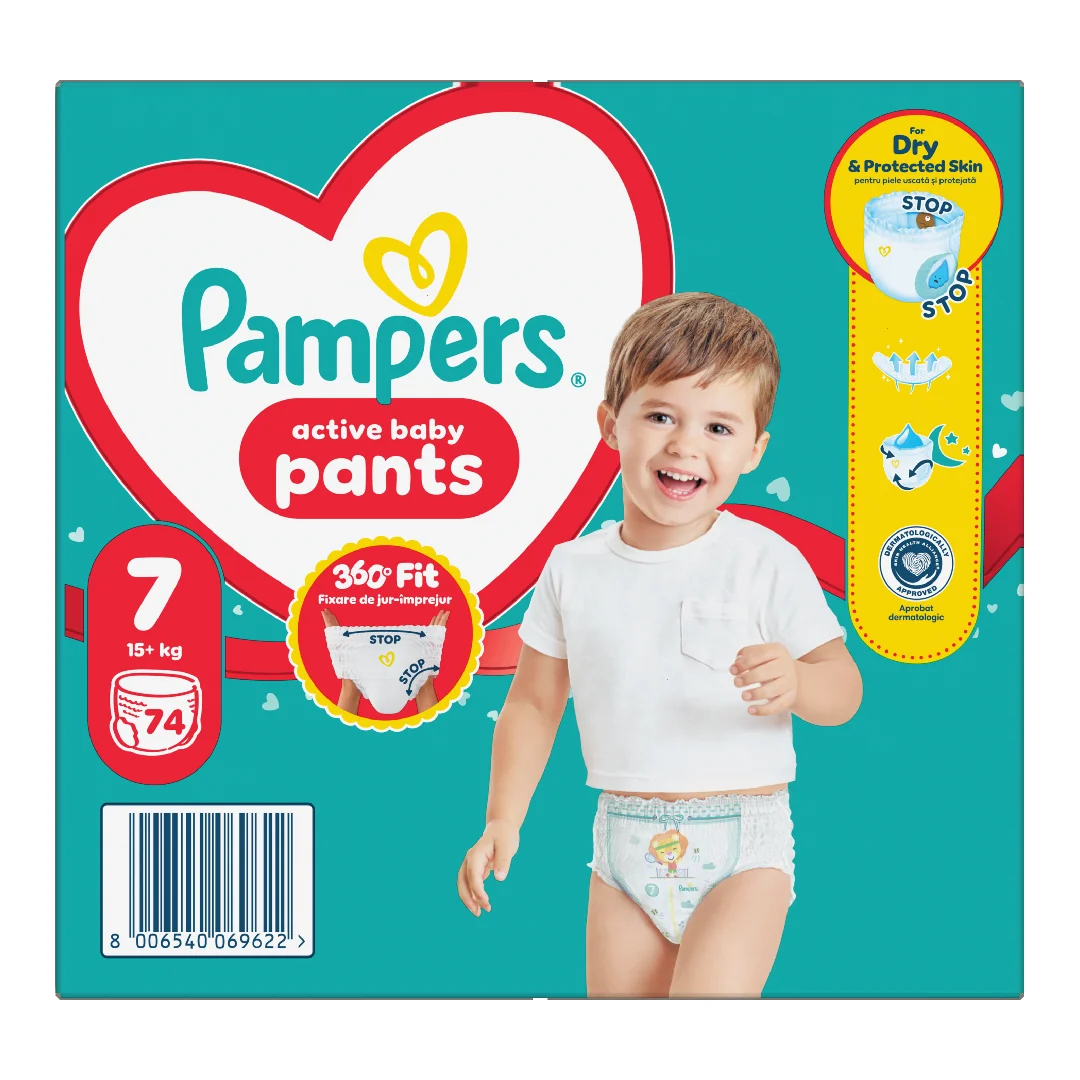 Scutece Chilotel Active Baby Pants Nr.7, 15+ Kg, 74 Bucati, Pampers