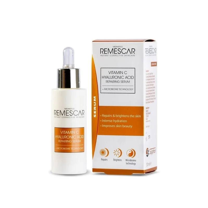 Remescar Serum Reparator Cu Vitamina C 45% Și Acid Hialuronic, 30ml