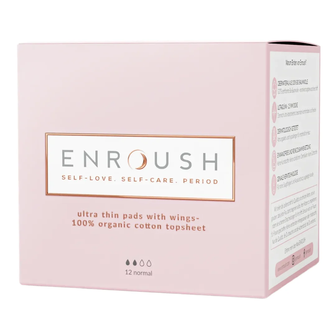 Absorbante Din Bumbac Organic, Normal, 12 Bucăți, Enroush