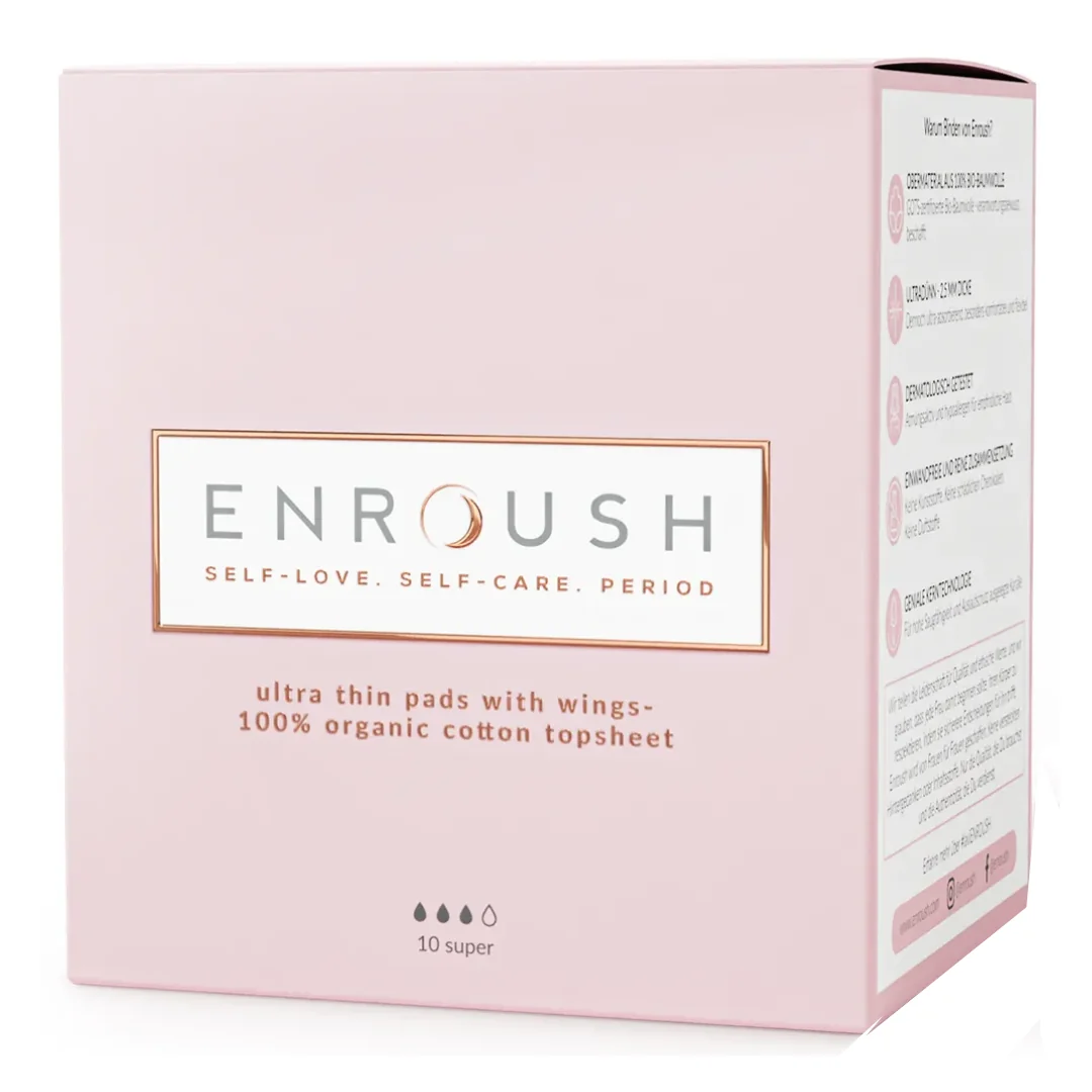 Absorbante Din Bumbac Organic, Super, 10 Bucăți, Enroush