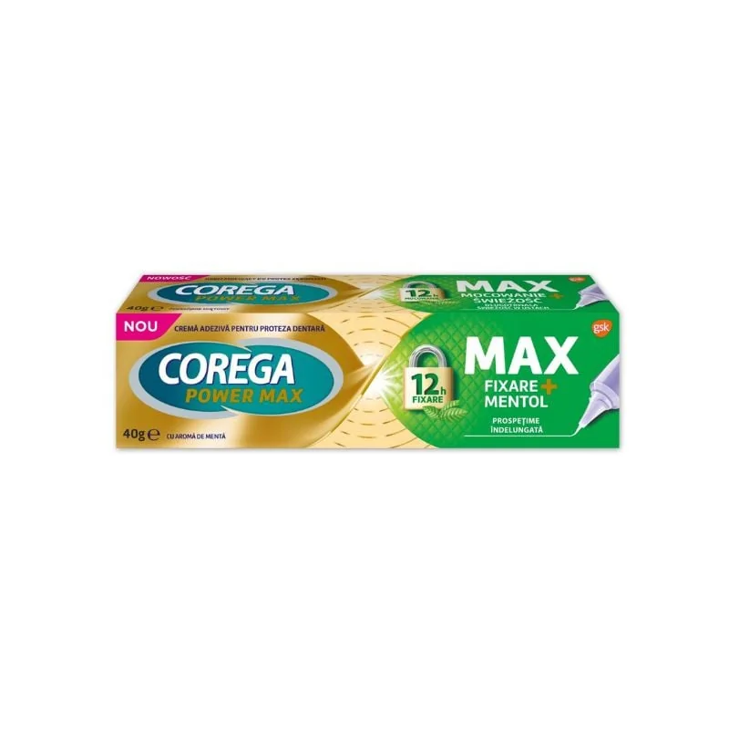 Crema Adeziva Pentru Proteza Dentara Max Fixare + Mentol Corega, 40 G, Haleon