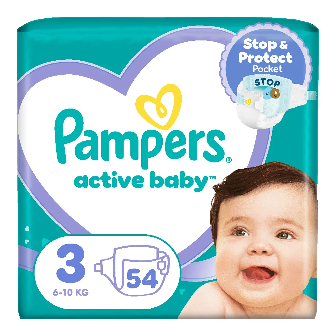 Pampers Scutece Active Baby Marimea 3, 6-10kg, 54 Bucati