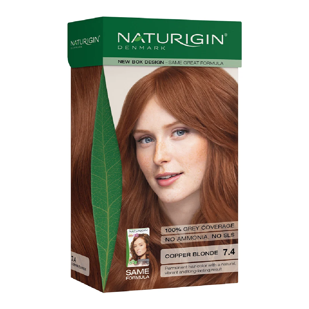 Vopsea Pentru Par Nuanta 7.4 Copper Blonde, 115ml, Naturigin