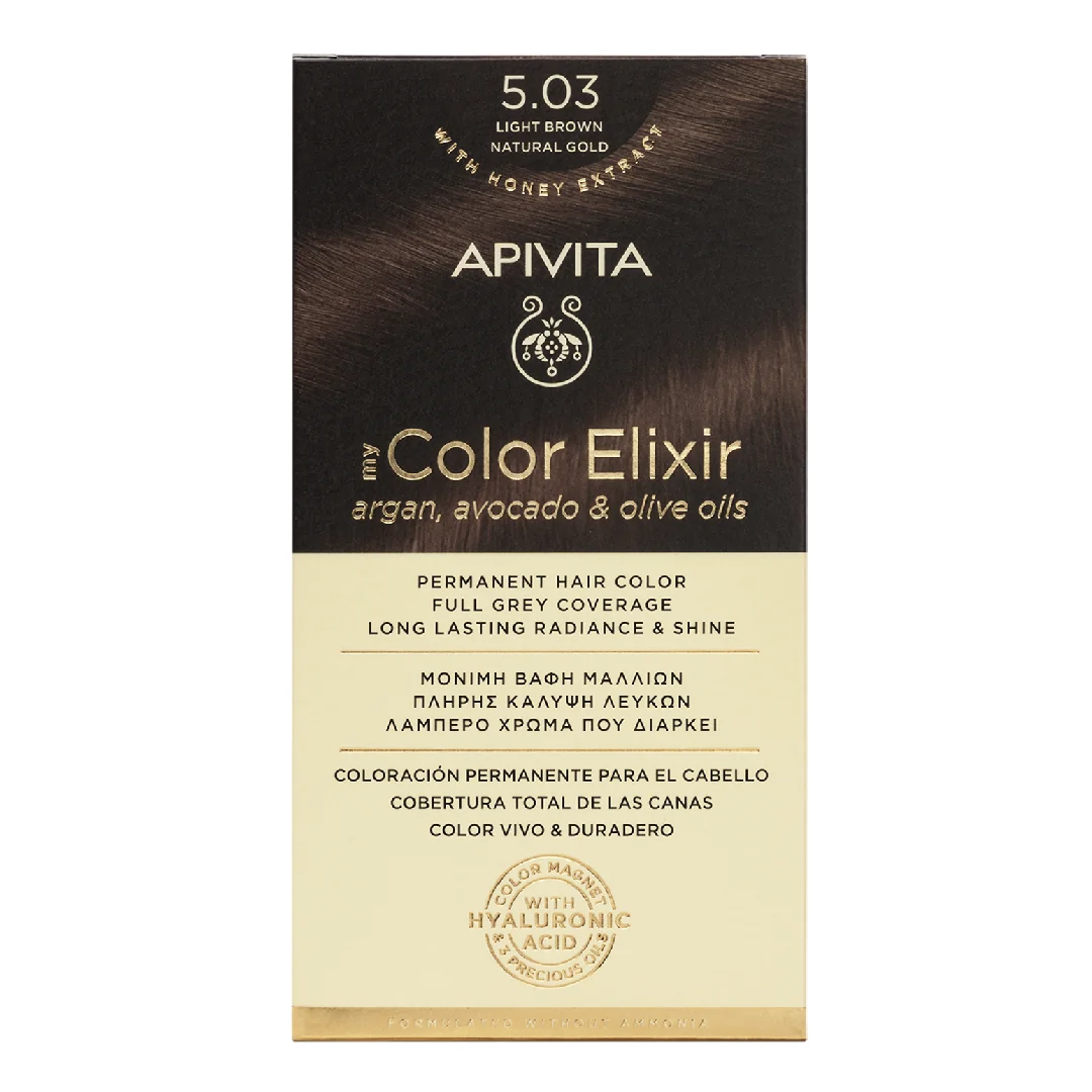 Vopsea De Par My Color Elixir, Light Brown Natural Gold N5.03, 155 Ml, Apivita
