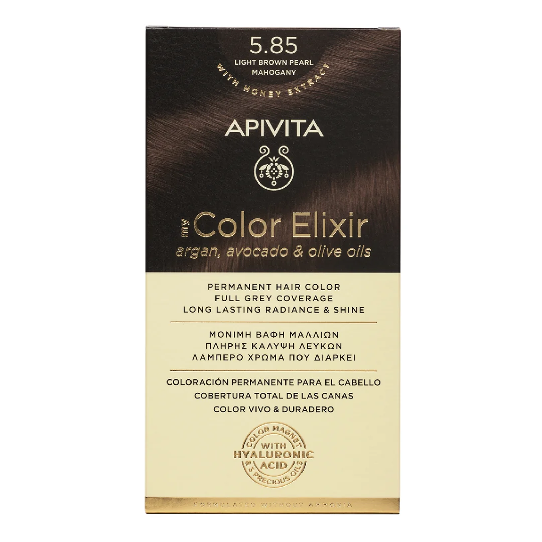 Vopsea De Par My Color Elixir, Light Brown Pearl Mahogany N5.85, 155 Ml, Apivita