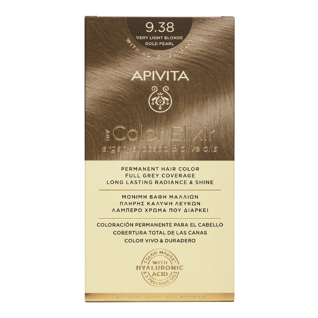 Vopsea De Par My Color Elixir, Very Light Blonde Gold Pearl N9.38, 155 Ml, Apivita