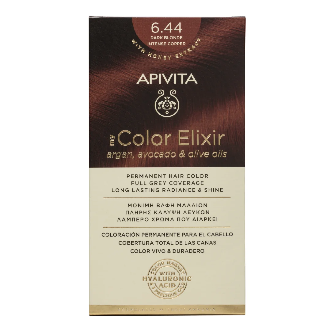 Vopsea De Par My Color Elixir Dark Blonde Intense Copper 6.44, 155 Ml, Apivita