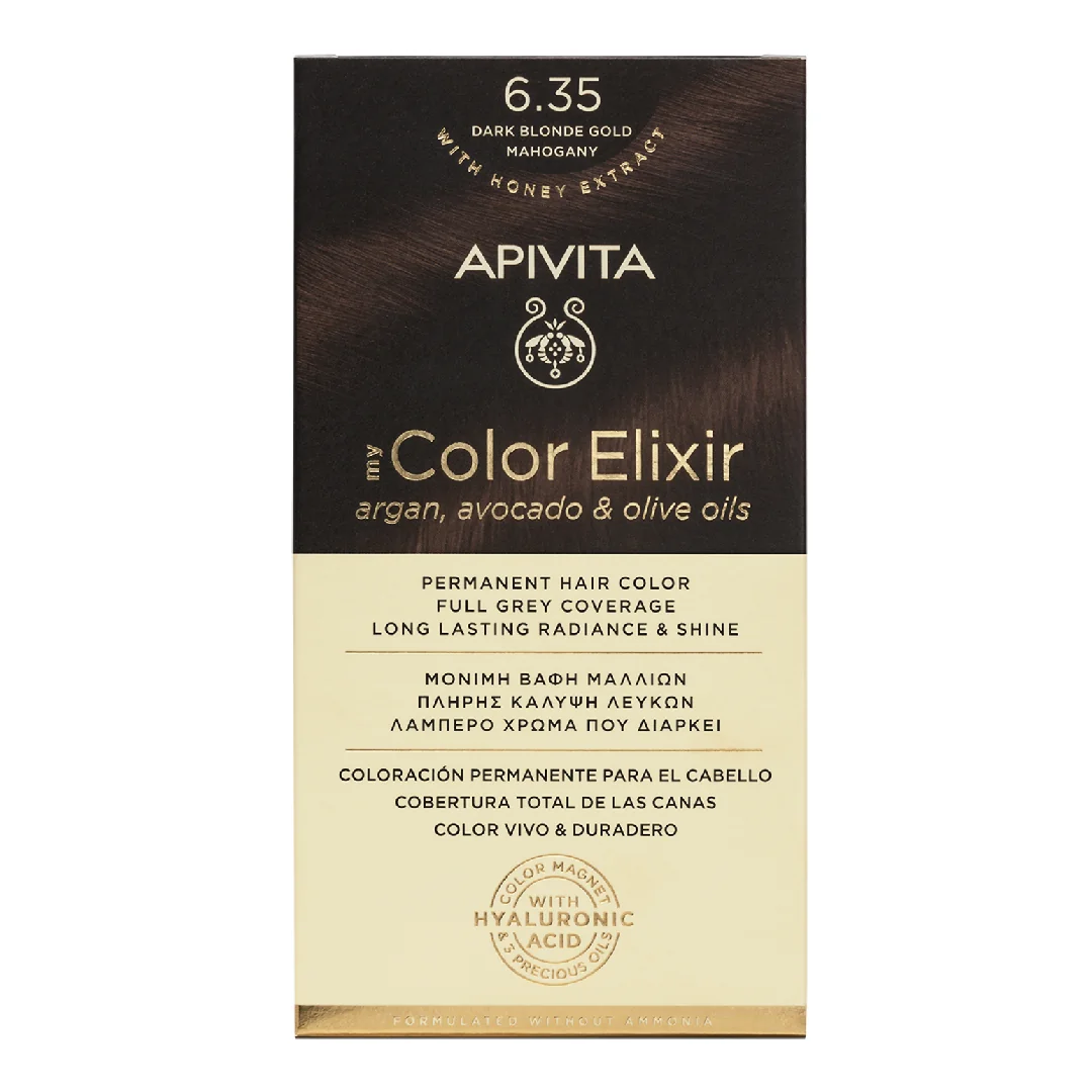 Vopsea De Par My Color Elixir, Dark Blonde Gold Mahogany N6.35, 155 Ml, Apivita