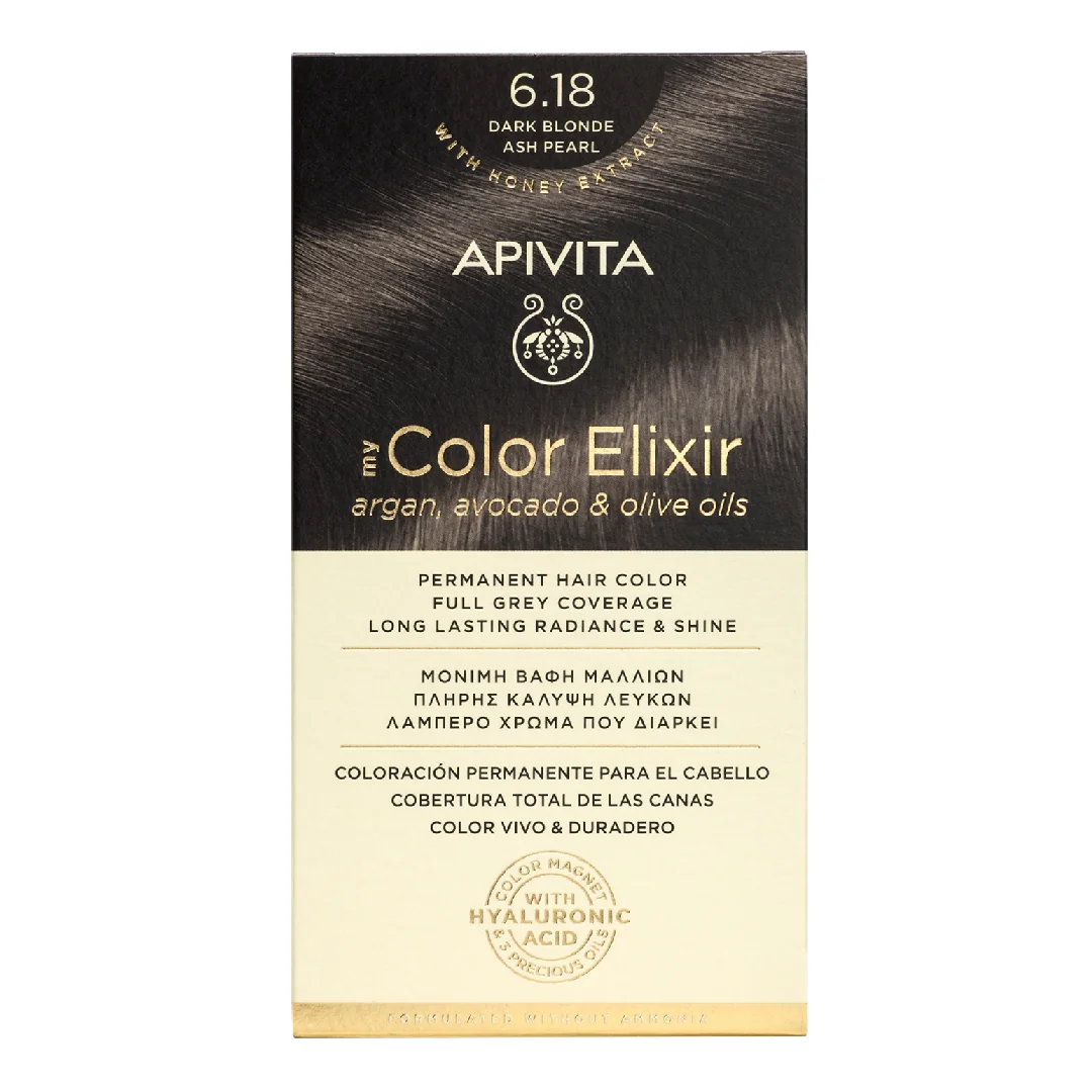 Vopsea De Par My Color Elixir, Dark Blonde Ash Pearl N6.18, 155 Ml, Apivita