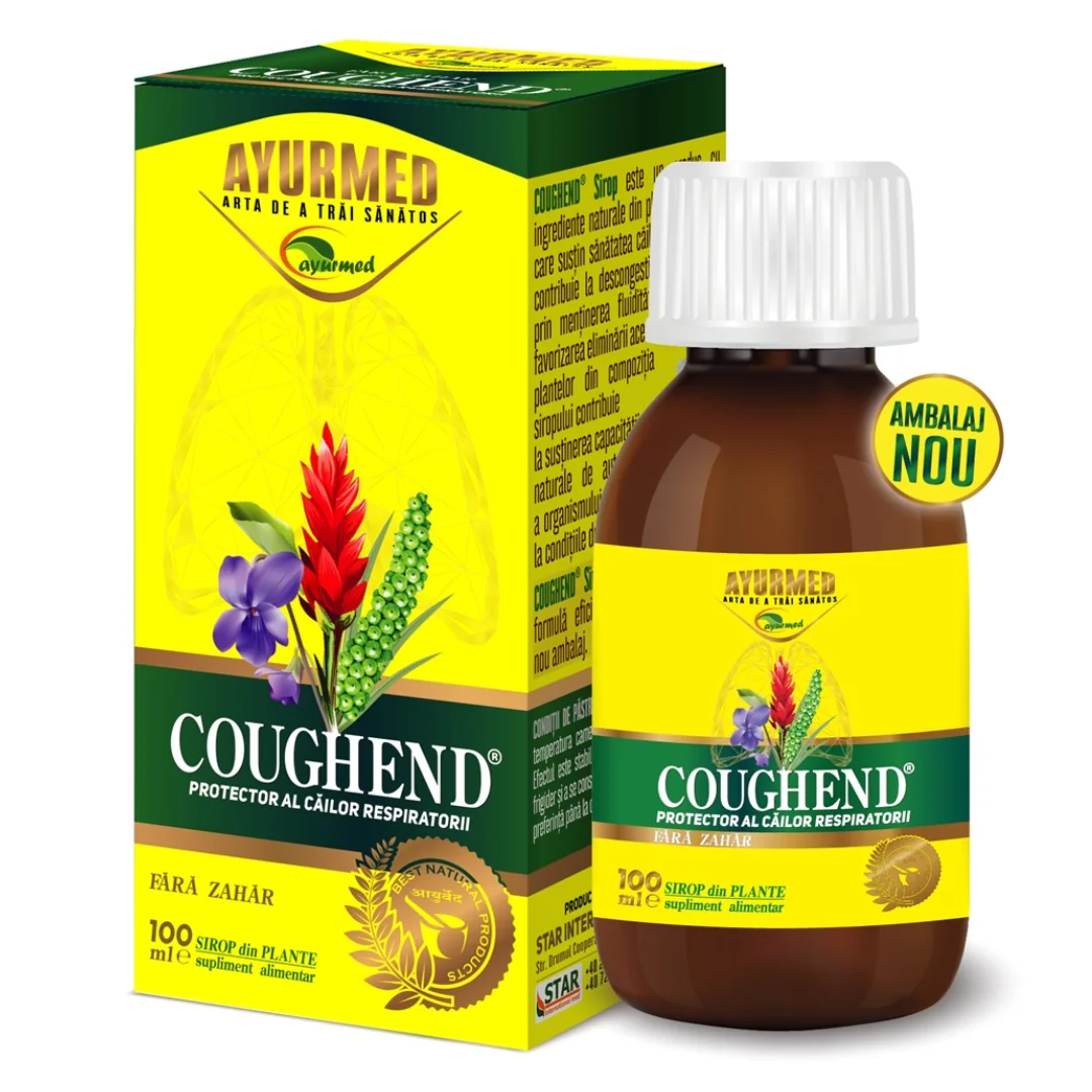 Sirop Pentru Tuse, Fără Zahăr, Coughend 100ml, Ayurmed