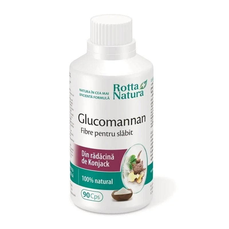 Glucomannan Fibre Pentru Slăbit, 90 Capsule, Rotta Natura