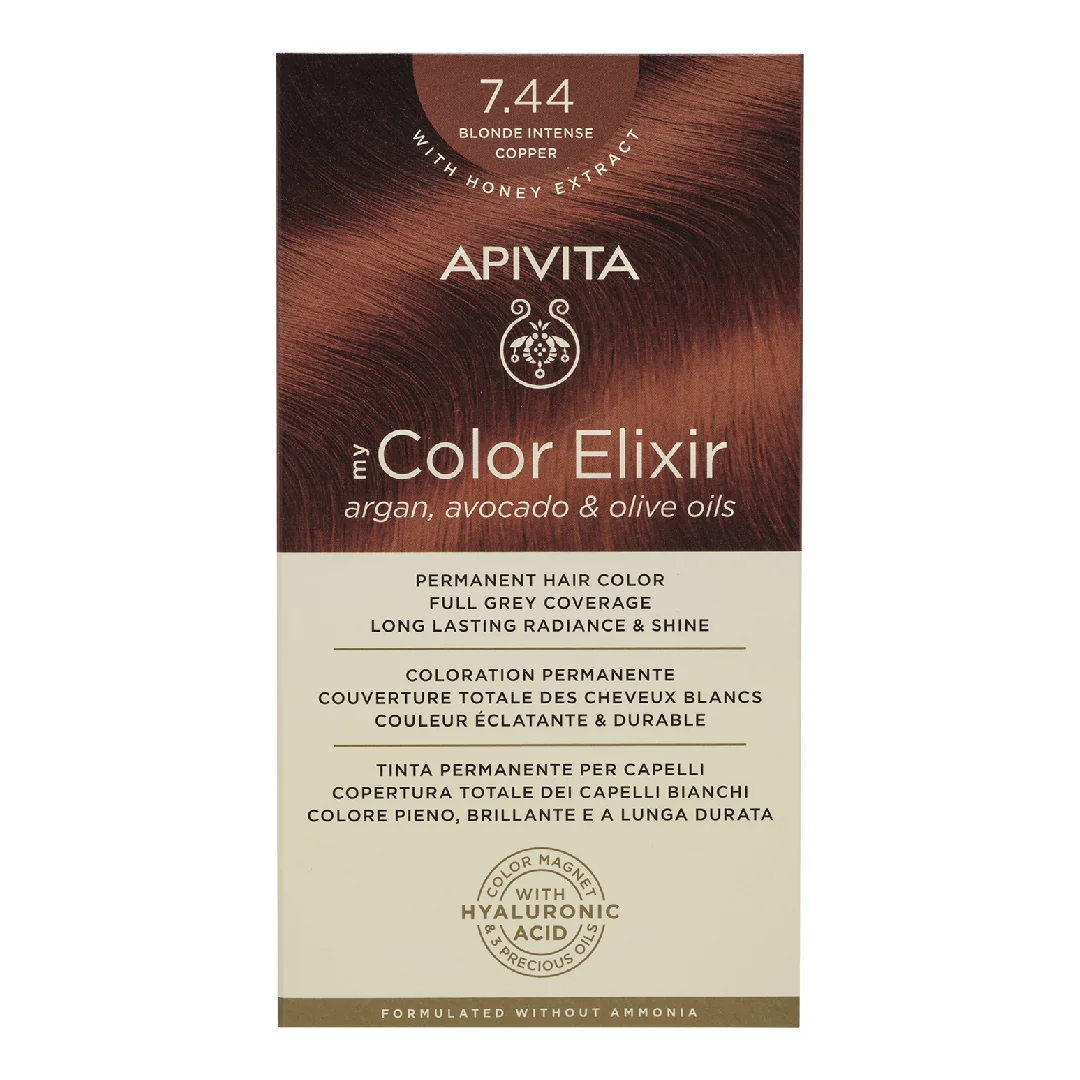 Vopsea De Par My Color Elixir, Blonde Intense Copper N7.44, 155 Ml, Apivita