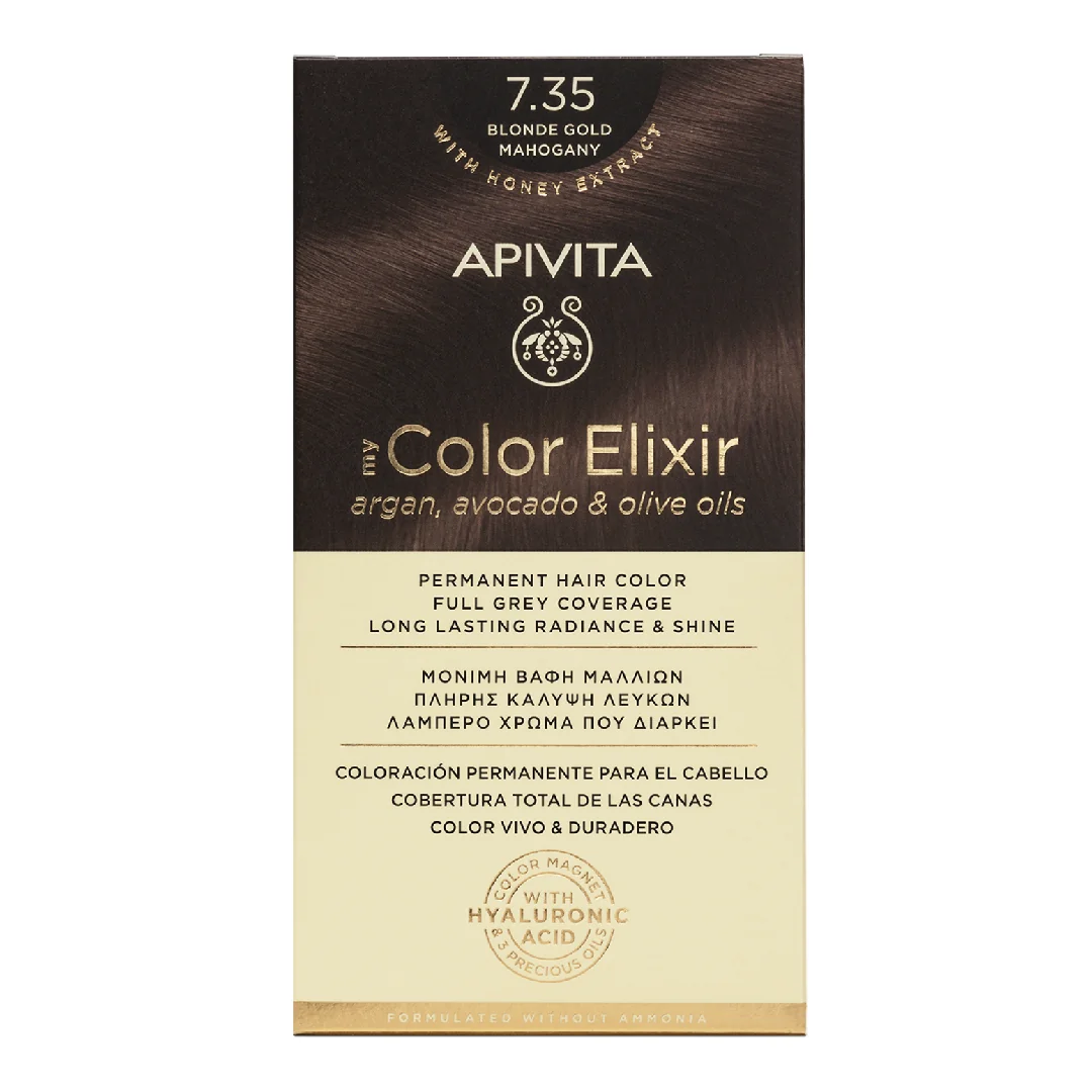 Vopsea De Par My Color Elixir, Blonde Gold Mahogany N7.35, 155 Ml, Apivita