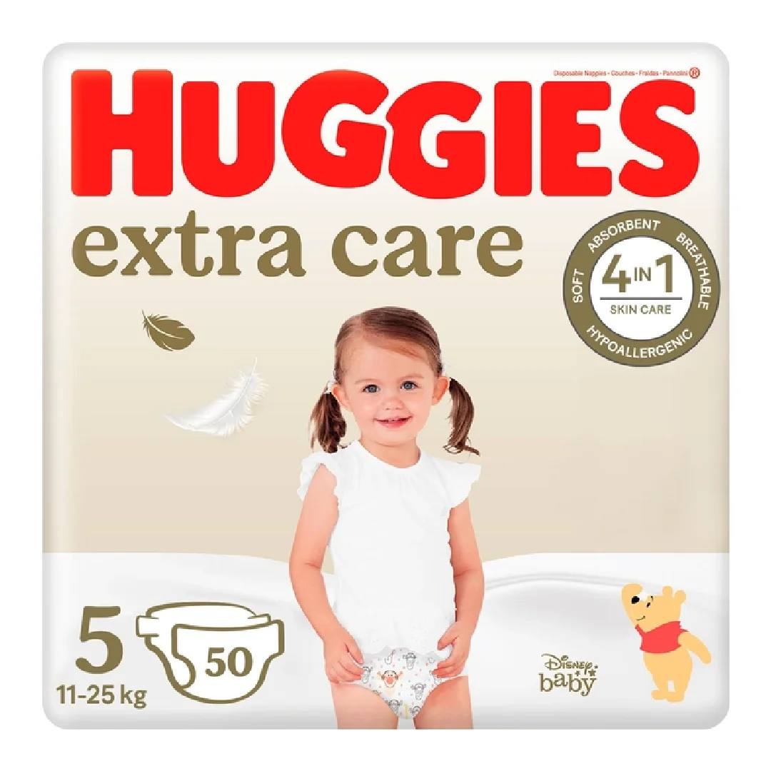 Scutece Extra Care Marimea 5, 11-25 Kg, 50 Bucati, Huggies
