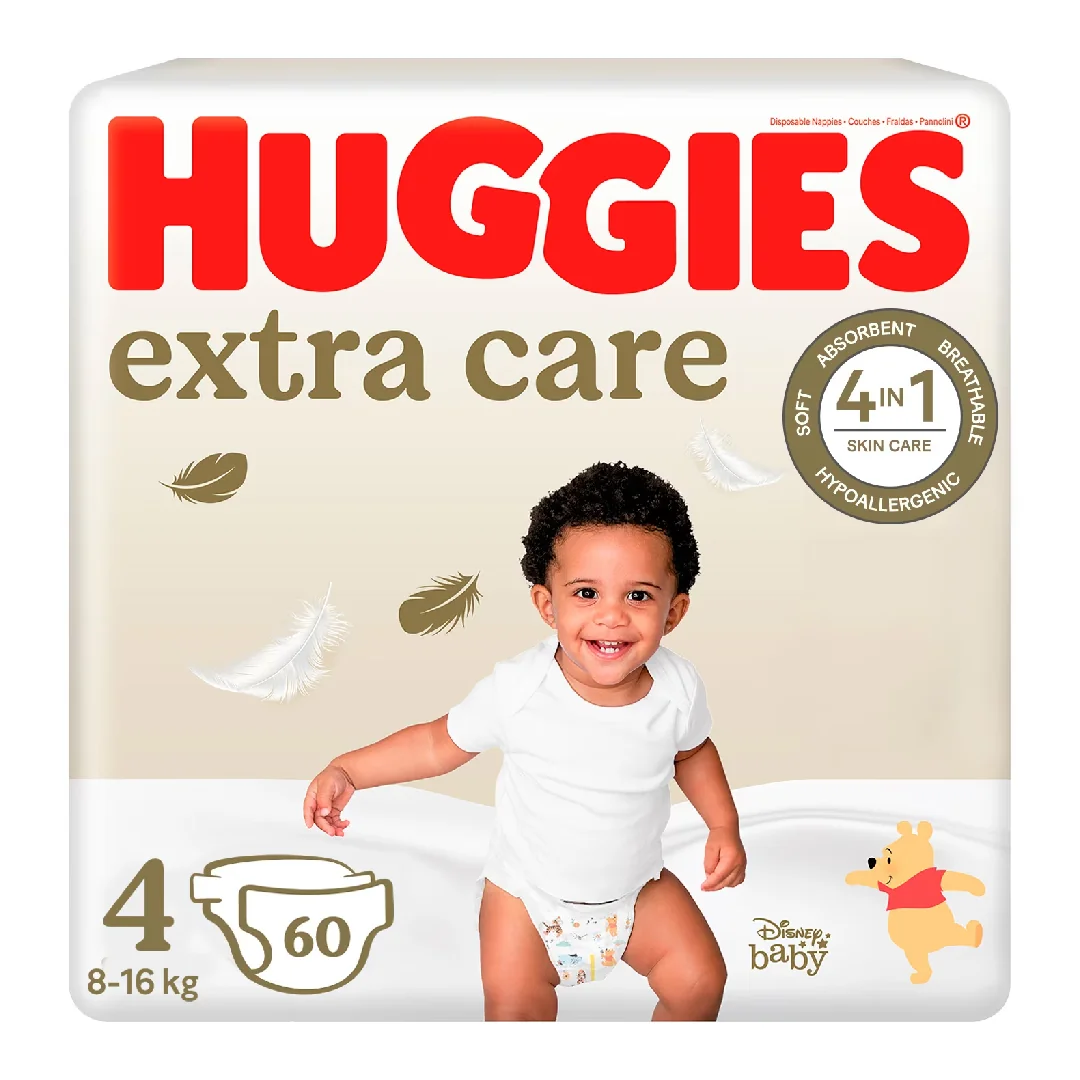 Scutece Extra Care Marimea 4, 8-16 Kg, 60 Bucati, Huggies