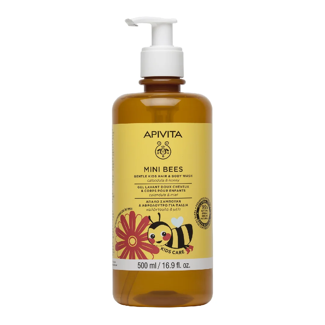 Gel Spalare Copii Pentru Par Si Corp Mini Bees, 500 Ml, Apivita