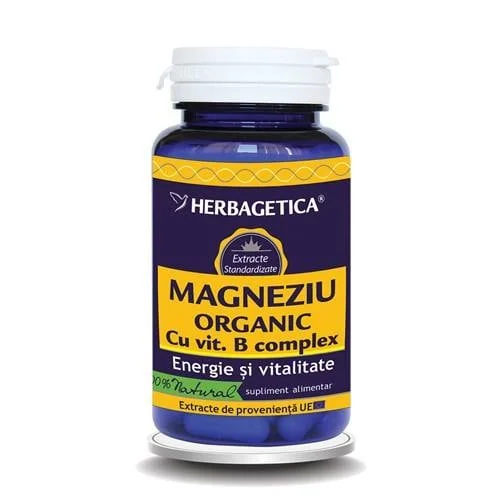 Magneziu Organic Cu Vitamina B Complex, 60 Capsule, HERBAGETICA