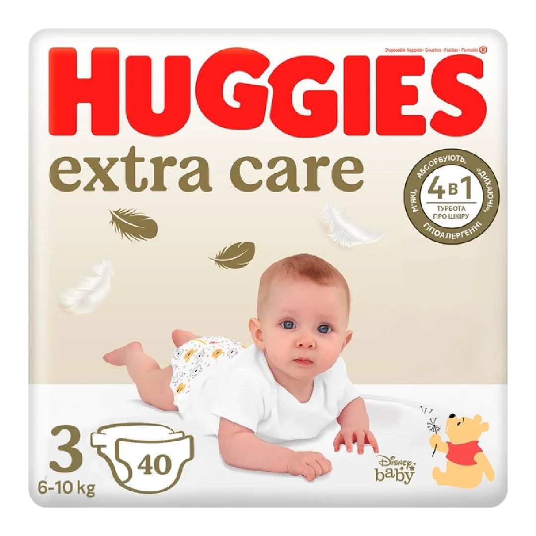Scutece Extra Care Marimea 3, 6-10 Kg, 40 Bucati, Huggies