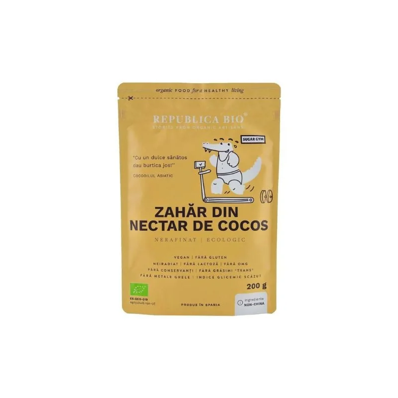 Republica Bio Zahar Din Nectar De Cocos, Nerafinat, Ecologic, Pur, 200g