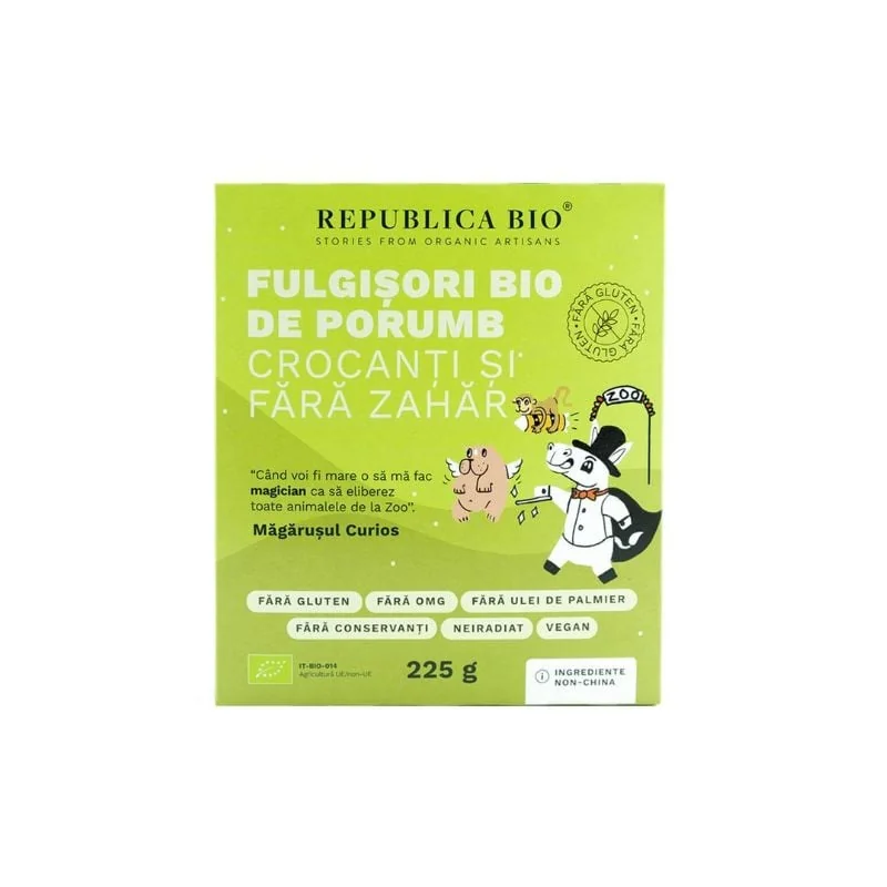 Republica Bio Fulgisori Bio De Porumb Crocanți Și Fără Zahăr Fără Gluten, 225g