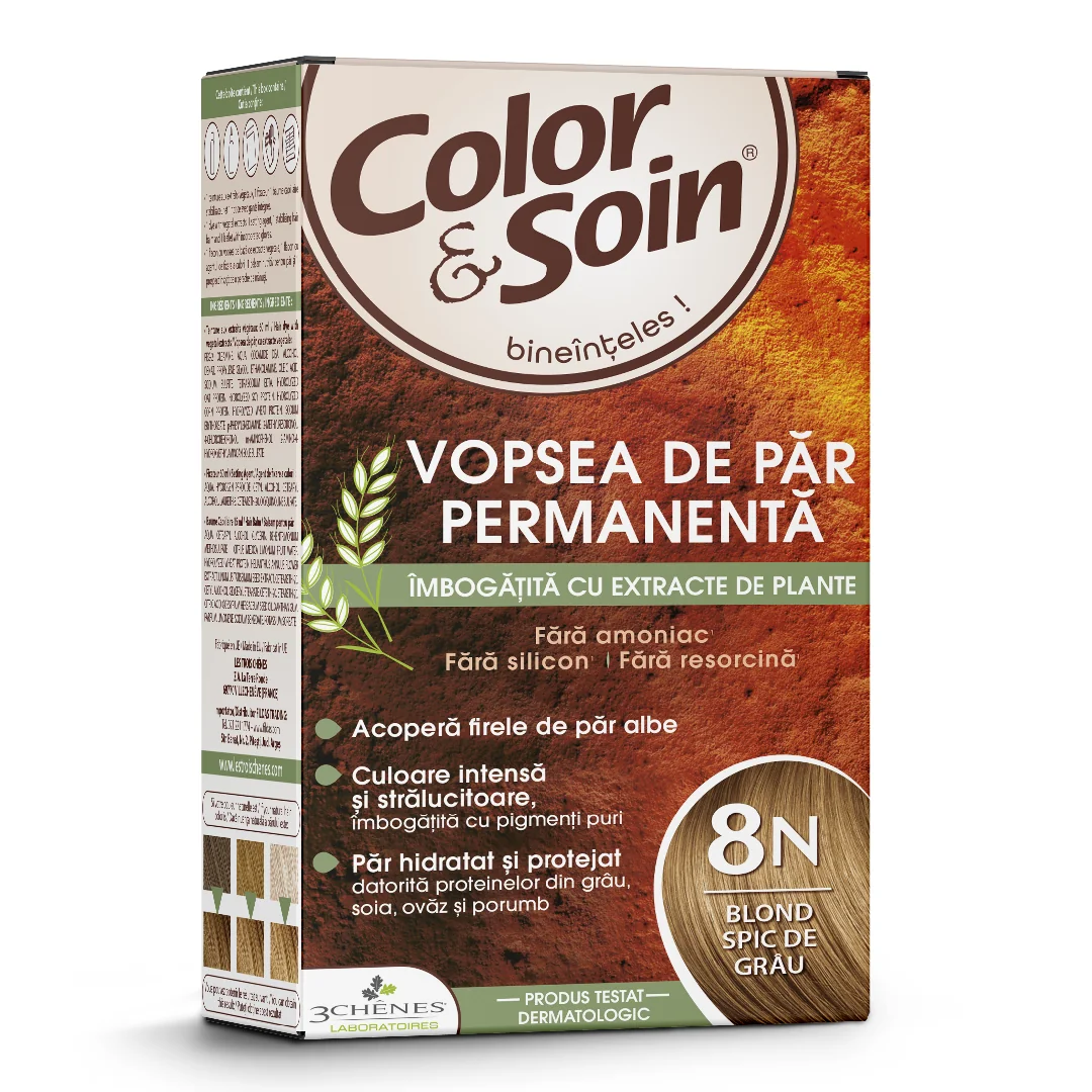 Vopsea De Par Fara Amoniac, Fara Silicon, Blond Spic De Grau, 8N, Color&Soin