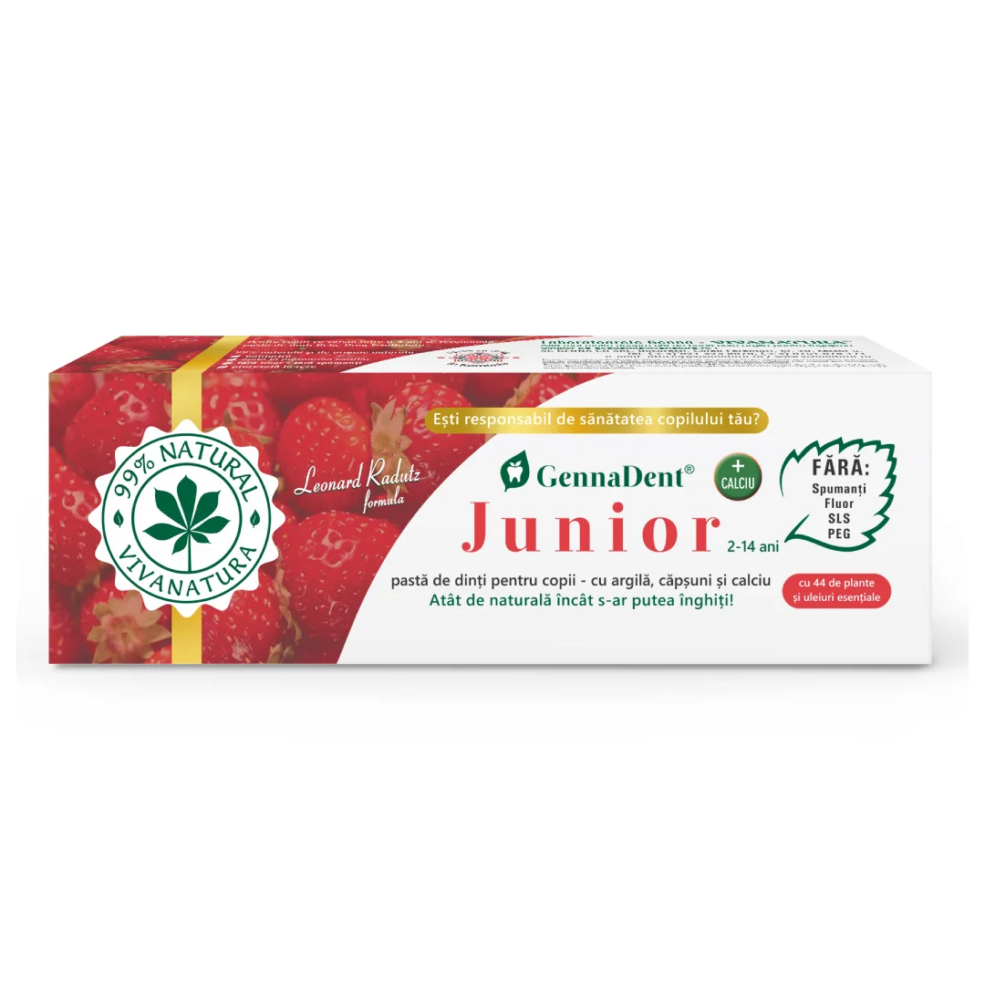 Pasta De Dinti Cu Capsuni Gennadent Junior, 50 Ml, VIVANATURA