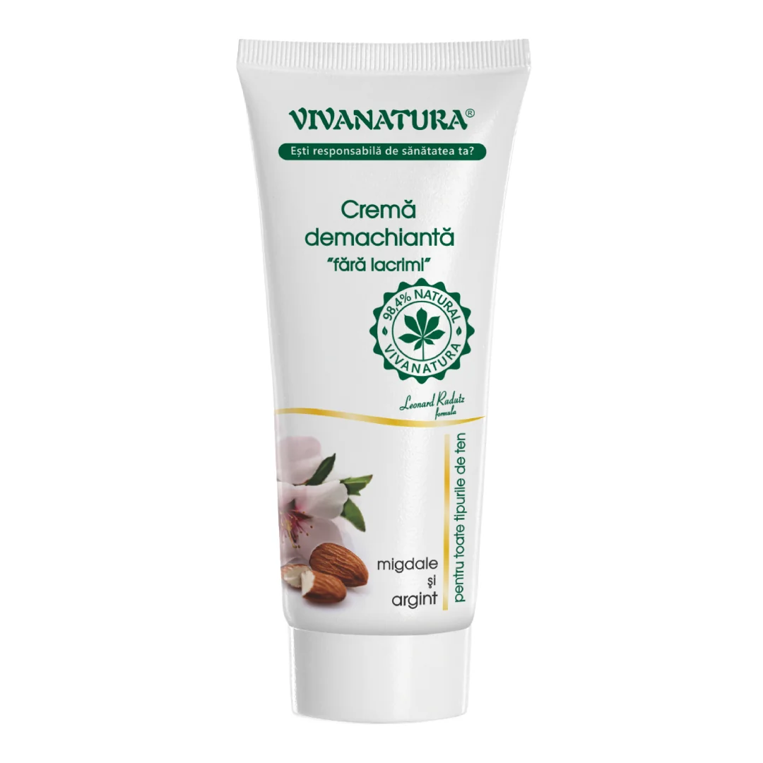 Crema Demachianta Cu Migdale Și Argint Coloidal, 75 Ml, Vivanatura
