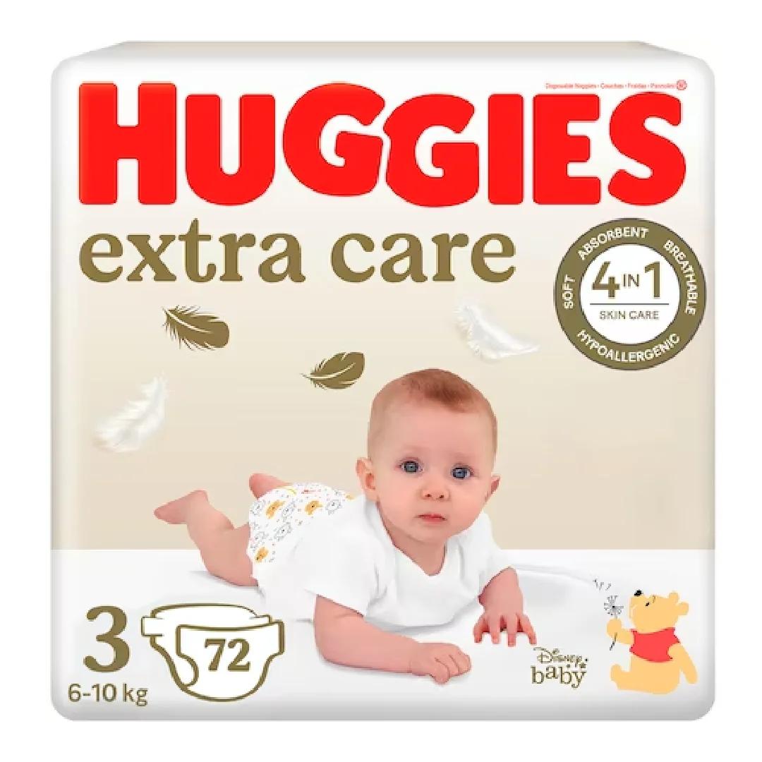 Scutece Extra Care Marimea 3, 6-10 Kg, 72 Bucati, Huggies