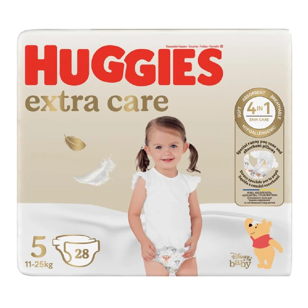 Scutece Extra Care Marimea 5, 11-25 Kg, 28 Bucati, Huggies