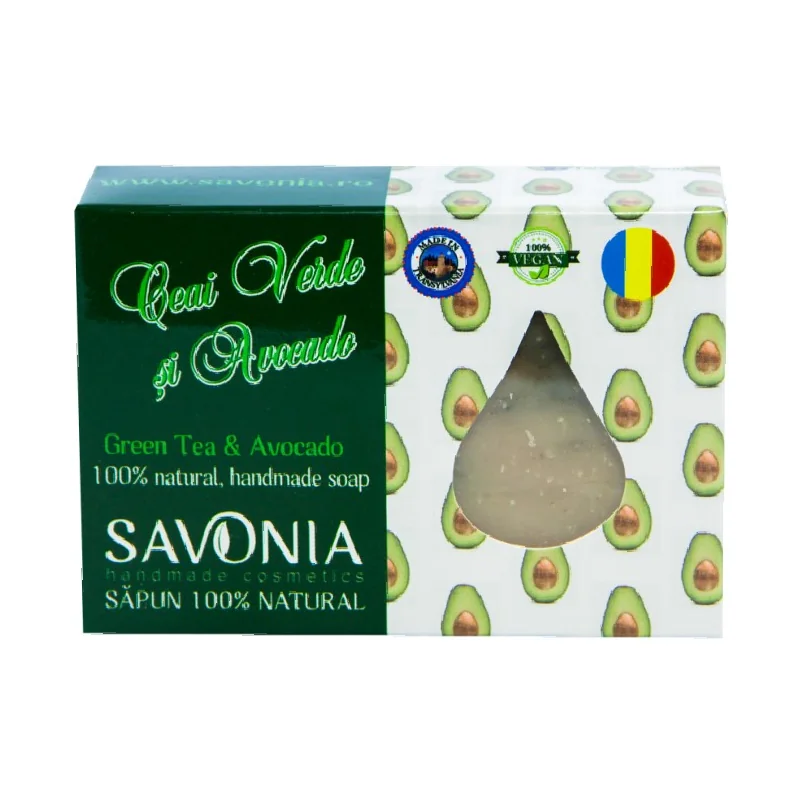 Sapun Natural Ceai Verde Si Avocado, 90g, Savonia