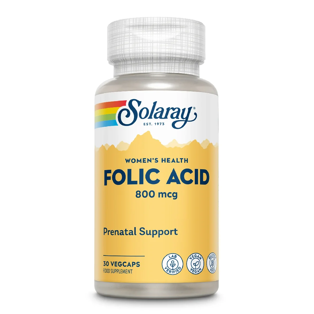 Acid Folic 800 MCG Solaray, 30 Capsule, Secom
