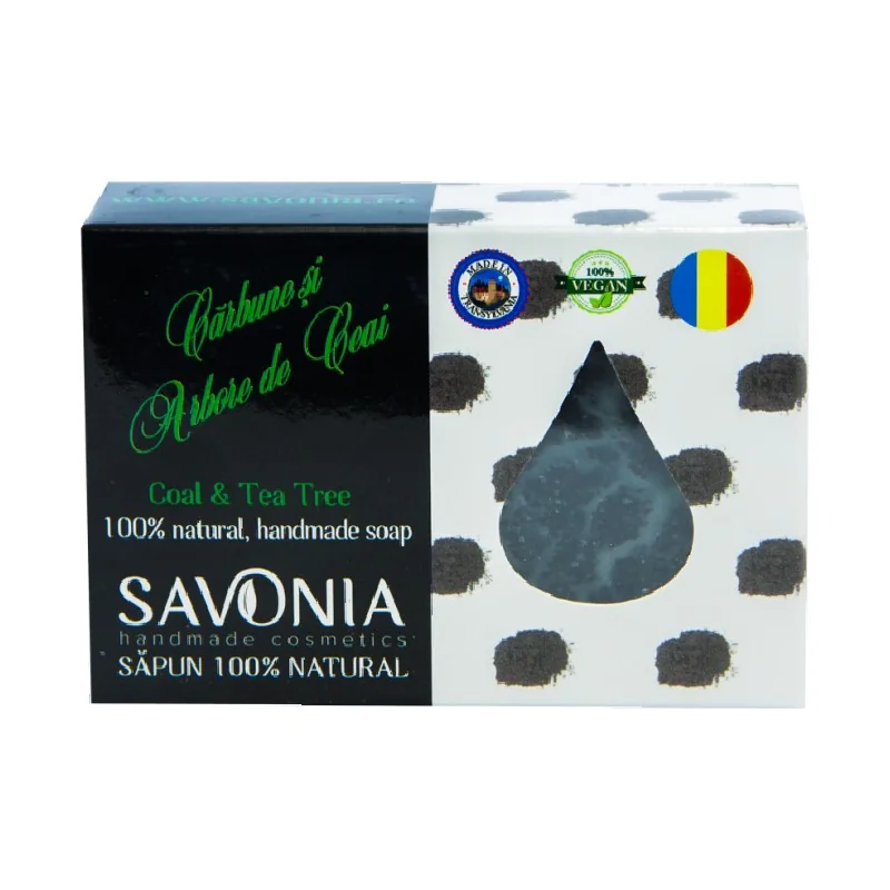 Sapun Natural Carbune Si Arbore De Ceai, 90g, Savonia
