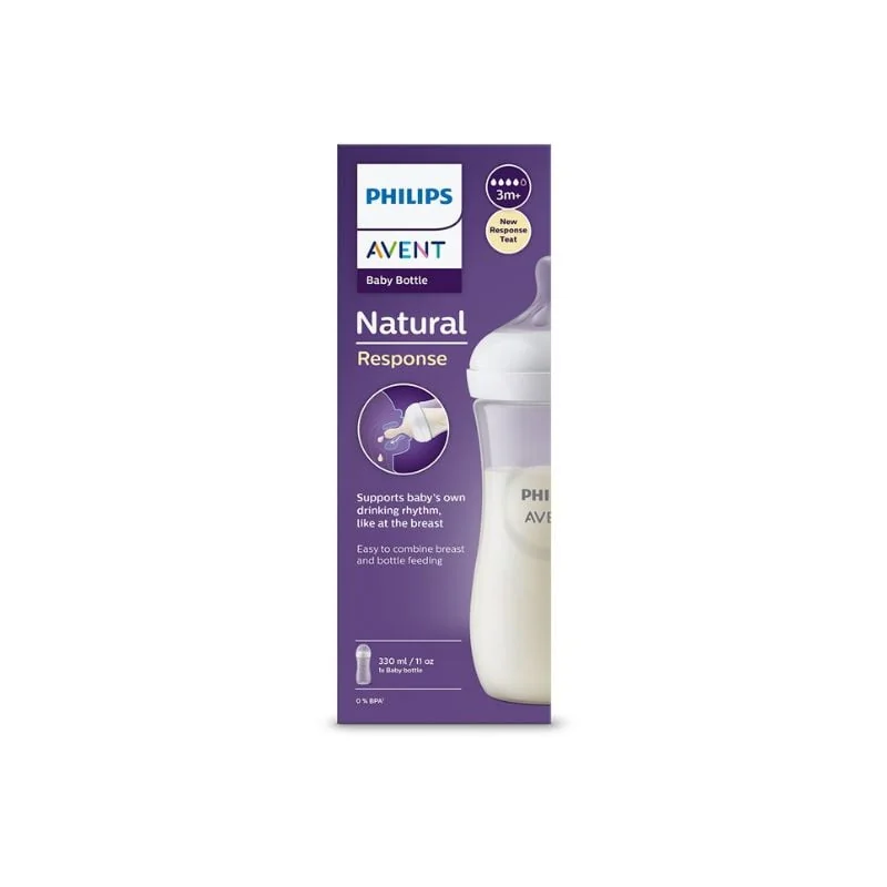 Biberon Natural Response, 3 Luni +, Tetina Debit Mediu, 330 Ml, Philips Avent